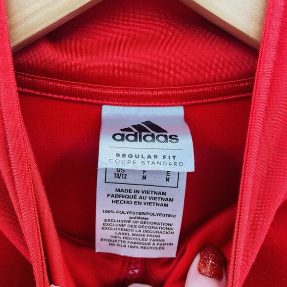 Adidas Youth Boys Large 10/12 Zippered Color Block Track Jacket in Red/Black 551 - Picture 7 of 7